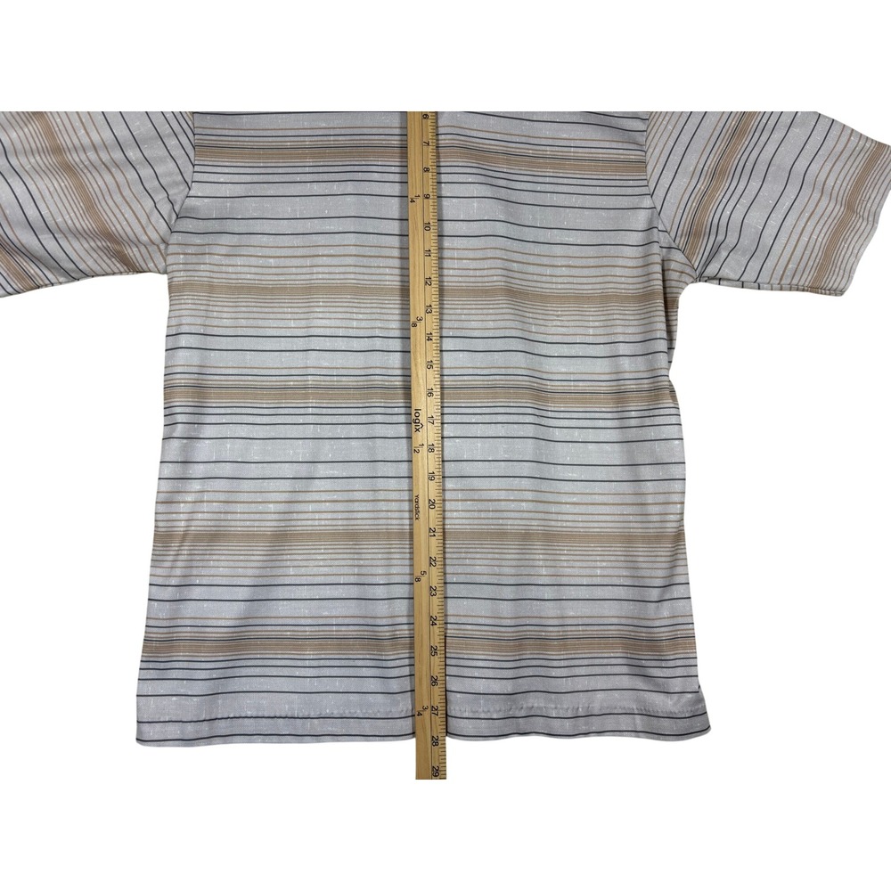 Vintage Alan Stuart Mens Short Sleeve Button‎ Down Shirt Striped MCM Geometric L - Picture 3 of 13